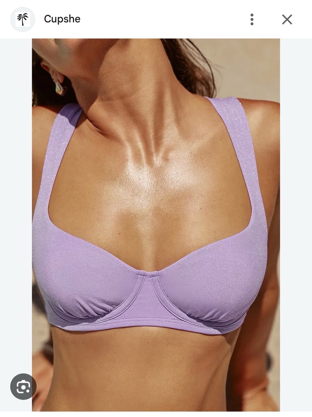 Cupshe Lavender Underwire Bikini Top